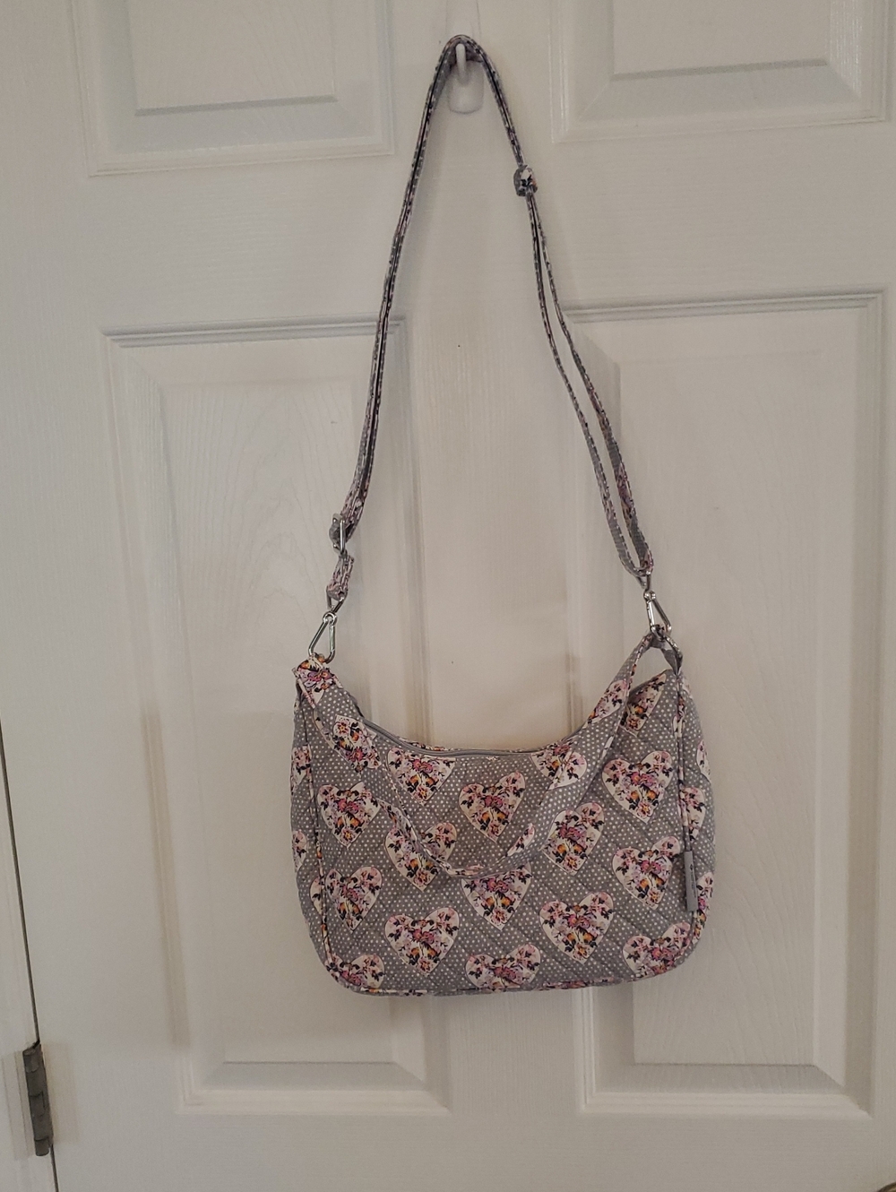 Vera Bradley floral heart pattern grey Crossbody Bag
